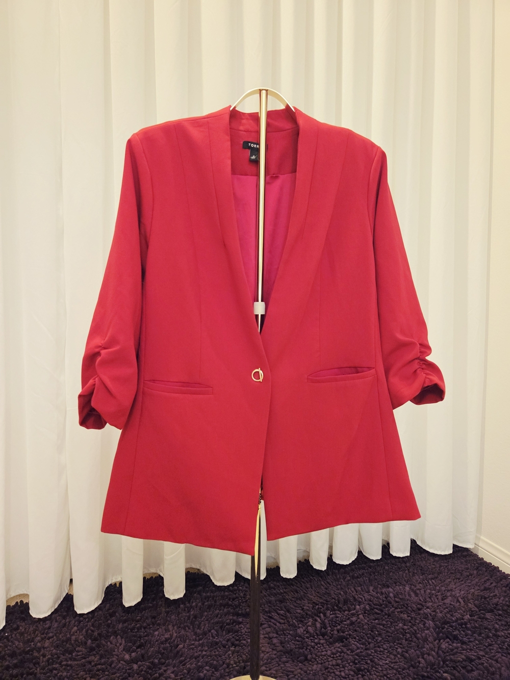 Torrid Women's 3/4 Sleeve Blazer Red Size 2/2X Like New
